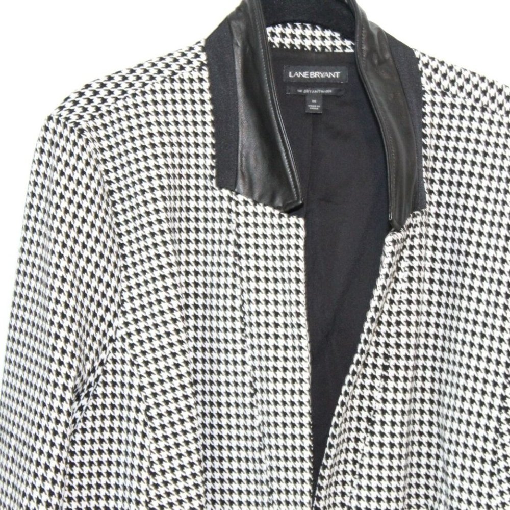 Lane Bryant THE BRYANT Houndstooth Blazer Black White Plus Size 20 H12671 - Picture 3 of 11